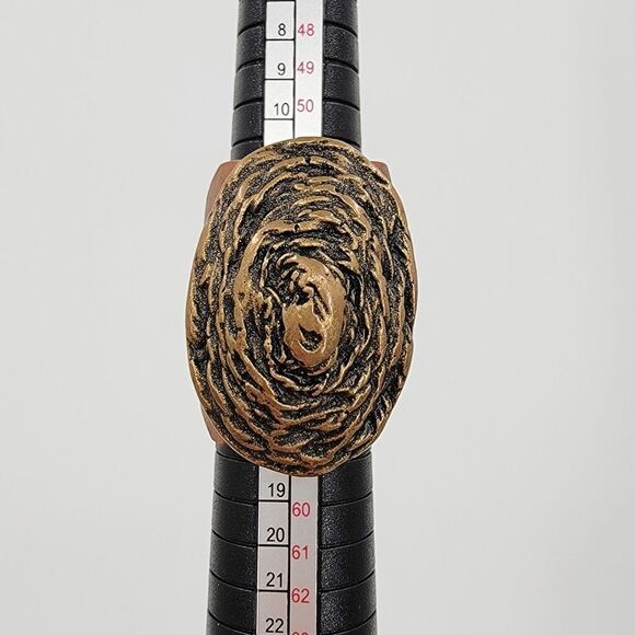 J.Fein Size 7 Boho Gilt Bronze Large High Profile Wooden Statement Ring - Picture 8 of 13